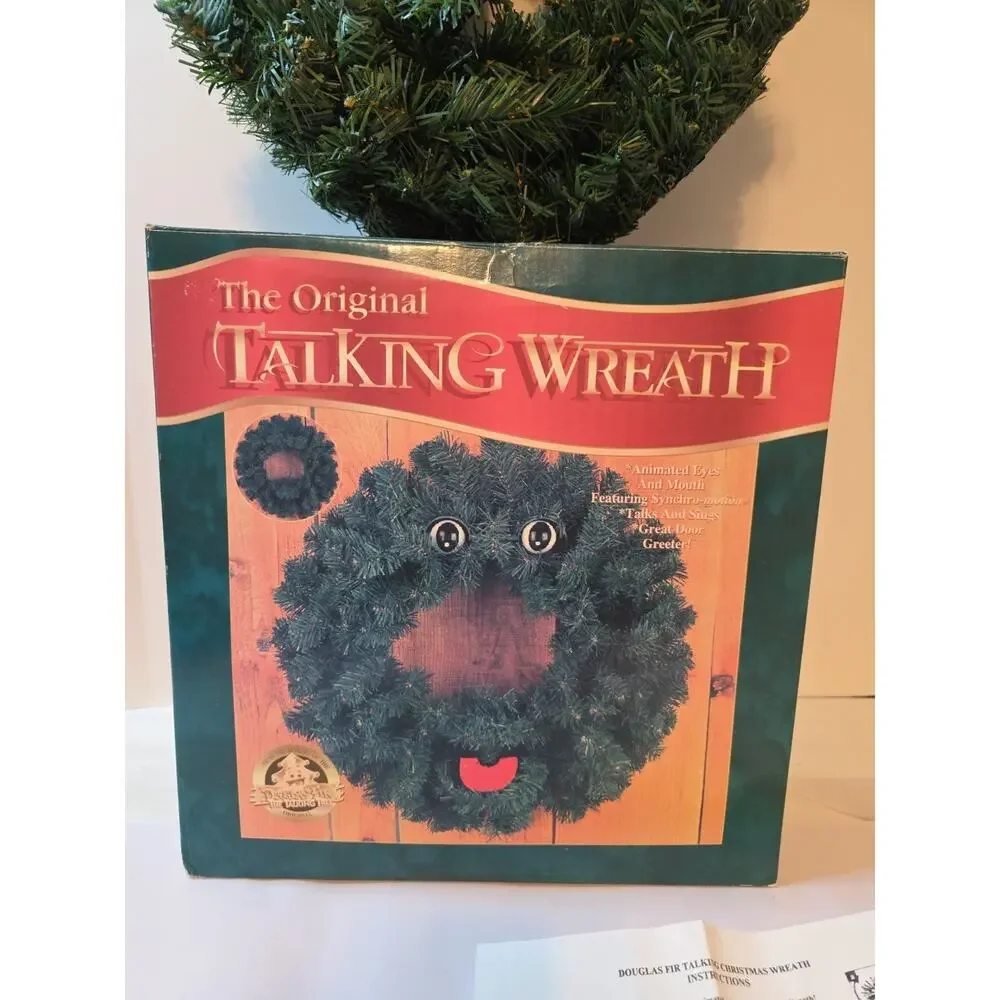 NOS Vintage Animated The Original Talking Christmas Wreath Gemmy 1997